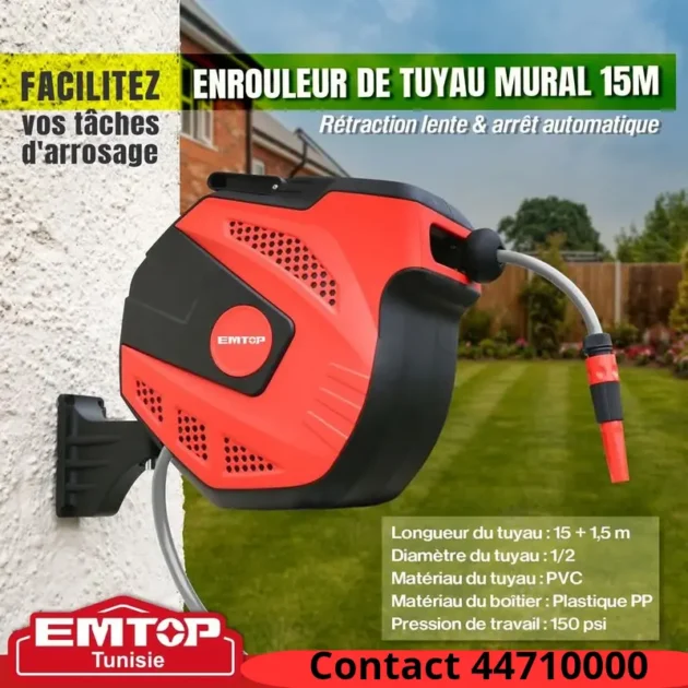 Enrouleur de tyau murale emtop
