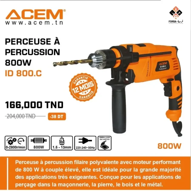 Perceuse perussion 800W