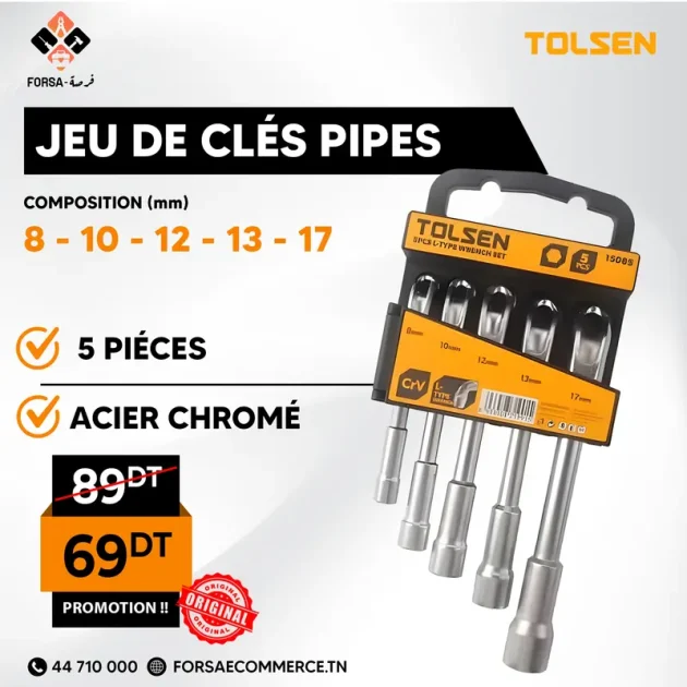 TOLSEN 15085 Jeu de clés pipes - 8 à 17 mm
