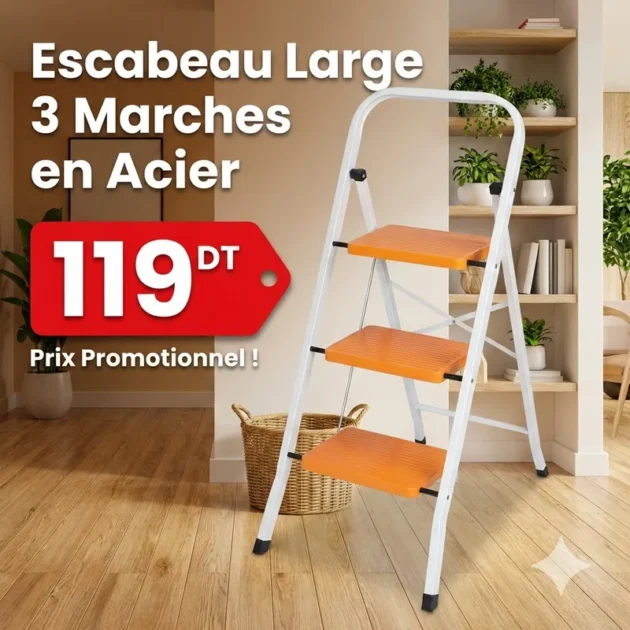 Escabeau 3marches en acier