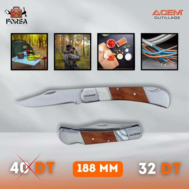 couteau a cran d arrêt manche bois – Image 2