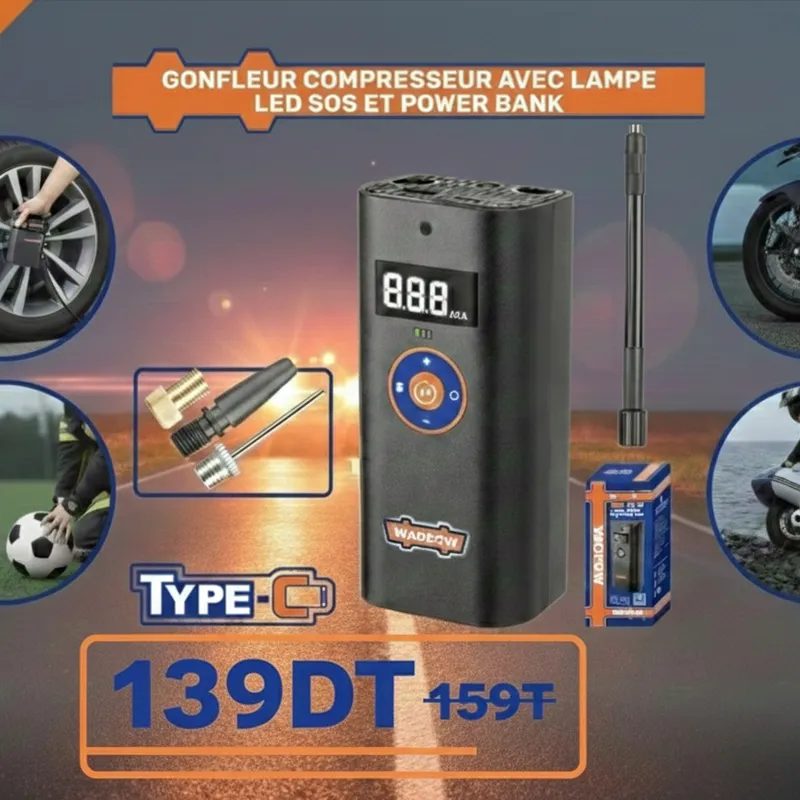 Gonfleur compresseur et Power Power Bank WAAM572