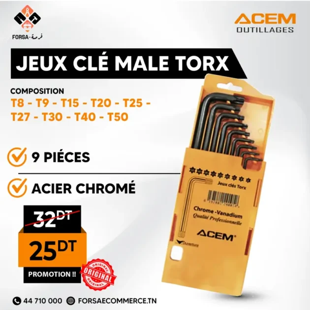 9 clé mâle torx ACEM